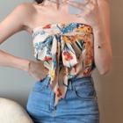 Print Slim Fit Tube Top Print - Blue & Yellow - One Size