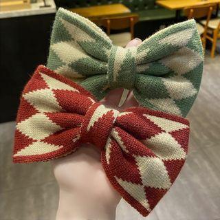 Argyle Bow Knit Hair Clip