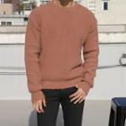 Crewneck Distressed Wool Blend Sweater