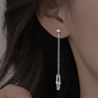 Chain Drop Earring With Earplugs - 1 Pc - Earring - Silver - One Size