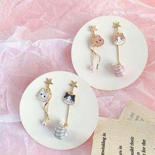 Asymmetrical Cat Drop Earring