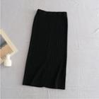 Midi Slit Knit Skirt Black - One Size