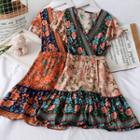 Patchwork Ethnic-print Mini Dress