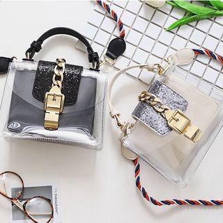 Transparent Panel Cross Bag With Wristlet