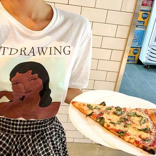 Round-neck Illustration Cotton T-shirt