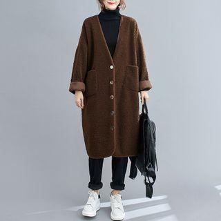 Fleece Button-up Long Jacket