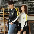 Couple Matching Smiley Color Block Bomber Jacket