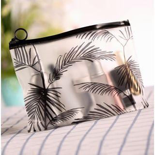 Leaf Print Plastic Zip Pouch