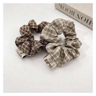 Bear Plaid Fabric Hair Tie