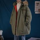 Oversized Faux Fur-trim Hooded Jacket