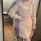 Long-sleeve Lace Top / Camisole / Mini Skirt
