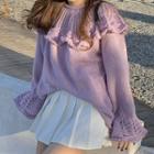 Frill Trim Sweater Violet - One Size