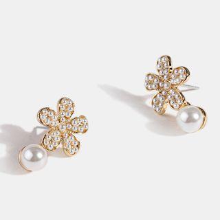 Faux Pearl Flower Earring 1 Pair - One Size
