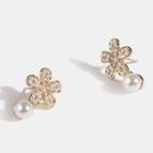 Faux Pearl Flower Earring 1 Pair - One Size