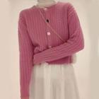 Long-sleeve Buttoned Cable Knit Top