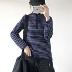 Stripes Single Breasted Long-sleeve T-shirt