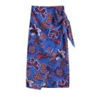 Floral Print Tie-waist Pencil Skirt