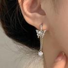 Butterfly Faux Crystal Stainless Steel Dangle Earring 1 Pair - Butterfly Earrings - Silver - One Size