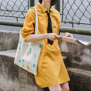 Elbow-sleeve Lapel Dress