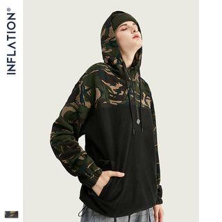 Unisex Camo-panel Fleece Hoodie