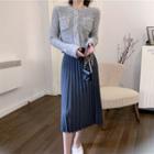 Pleated Midi Skirt Blue - One Size