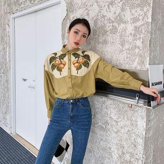 Orange Embroidered Shirt