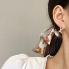 Faux Pearl Crisscross Earring A219 - 1 Pair - Gold & White - One Size