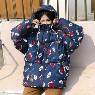 Cartoon Print Hooded Padded Coat