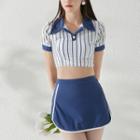 Short-sleeve Striped Bikini