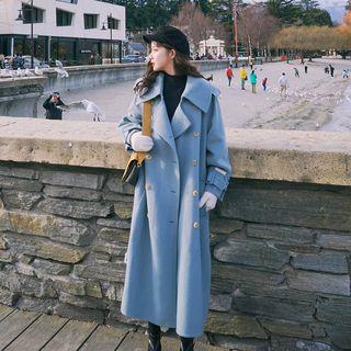 Buckled-cuff Double-breasted Coat