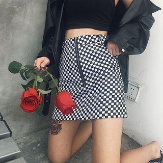 Checkerboard Mini A-line Skirt