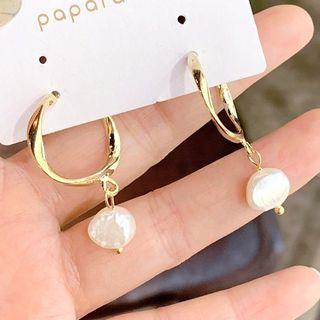 Faux Pearl Twisted Alloy Dangle Earring 1 Pair - As Shown In Figure - One Size