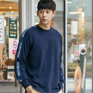 Lettering-sleeve Sweater