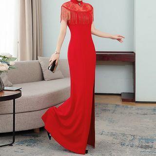 Traditional Chinese Short-sleeve Maxi Sheath Dress