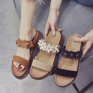 Flower Detail Slide Sandals