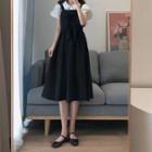 Short-sleeve Blouse / Sleeveless Midi A-line Dress / Set