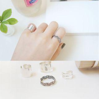 925 Sterling Silver Faux Woven Ring Silver - One Size