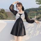 Long-sleeve Bow Detail Swimdress