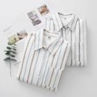 Striped Fleece-lined Long-sleeve Shirt