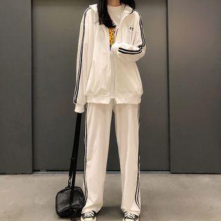 Set: Striped Panel Zip Jacket + Pants