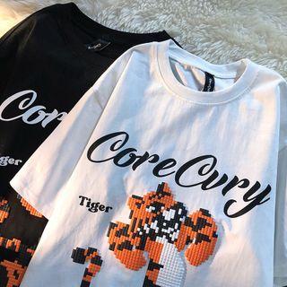 Short-sleeve Tiger Pattern T-shirt