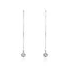 925 Sterling Silver Sparkling Simple Fashion Long Tassel Earrings And Ear Wire With Whit Cubic Zircon Silver - One Size