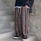 Patterned High-waist Straight-cut Casual Pants