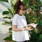 Bow Back Peter Pan Collar Short-sleeve Shirt
