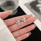 Faux Pearl Flower Stud Earring 1 Pair - Gold & Blue - One Size