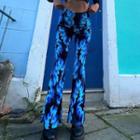 High-waist Fire Printed Boot-cut Pants