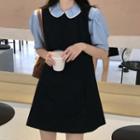 Short-sleeve Blouse / Mini A-line Overall Dress