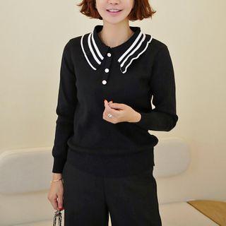Stripe-detail Knit Polo Shirt
