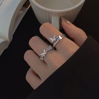 Sterling Silver Butterfly Open Ring J531 - Silver - One Size
