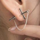 Cross Chained Alloy Through & Through Earring